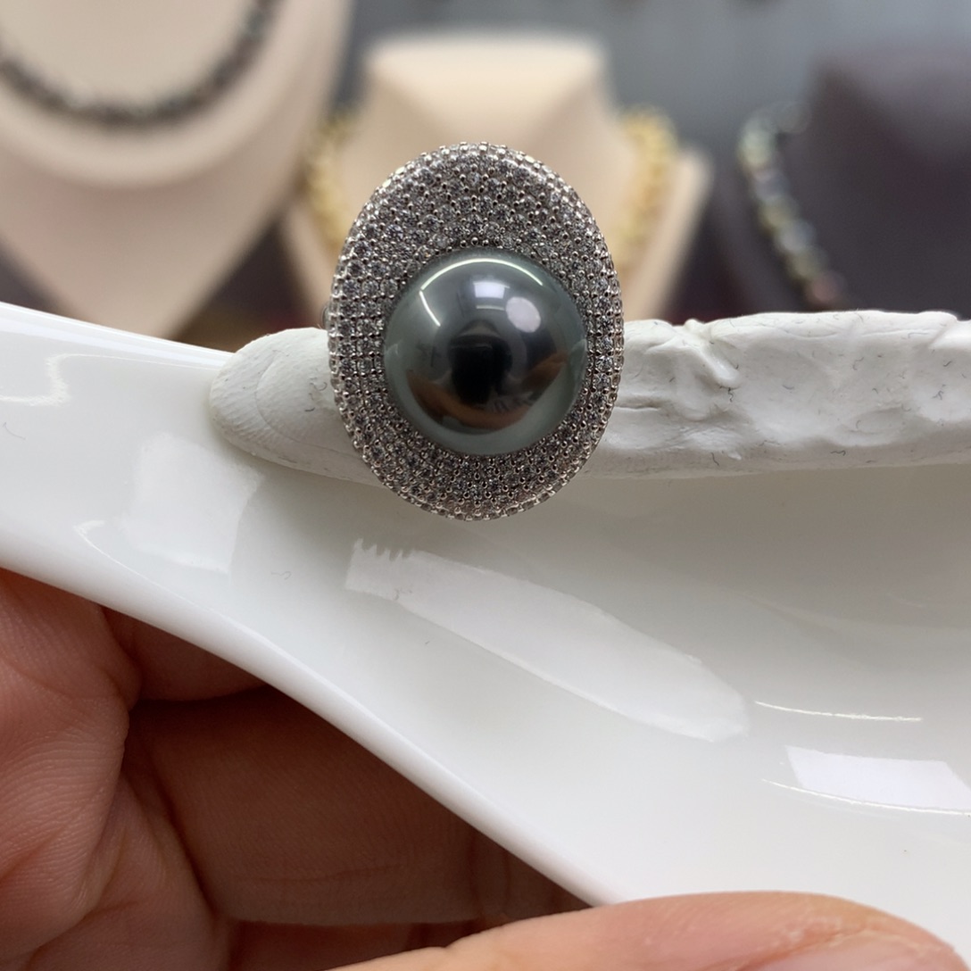 海水珍珠戒圈银S925镶嵌唐***姐