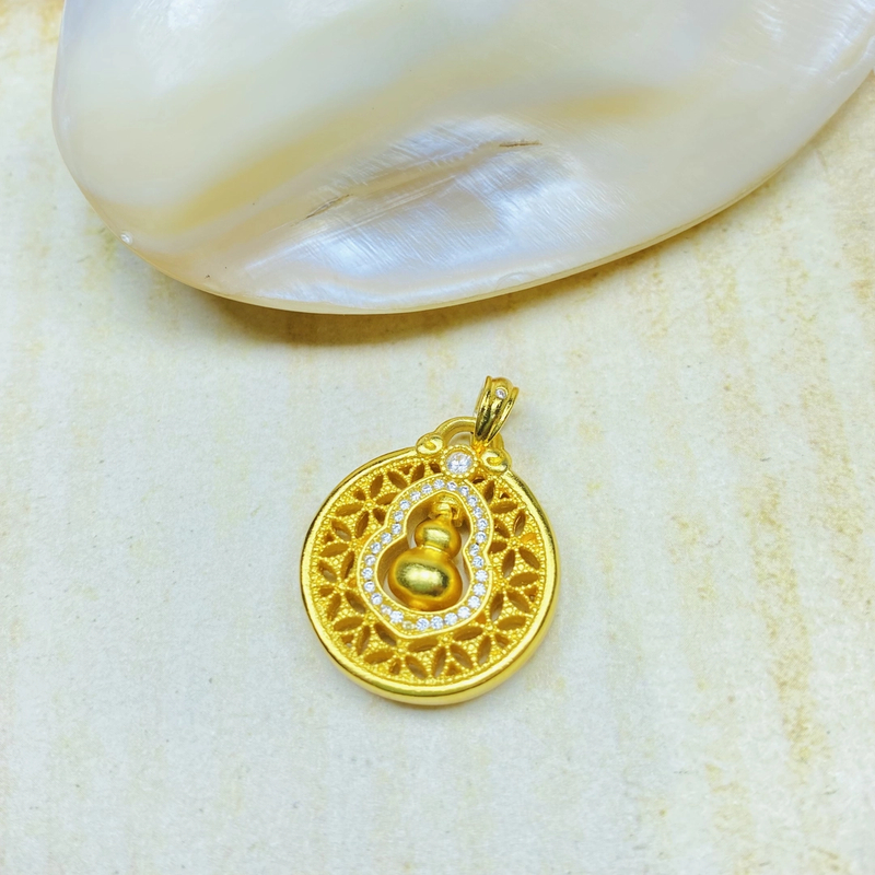吊坠 K经典黄色镂空罗盘葫芦吊坠多样性发货48087