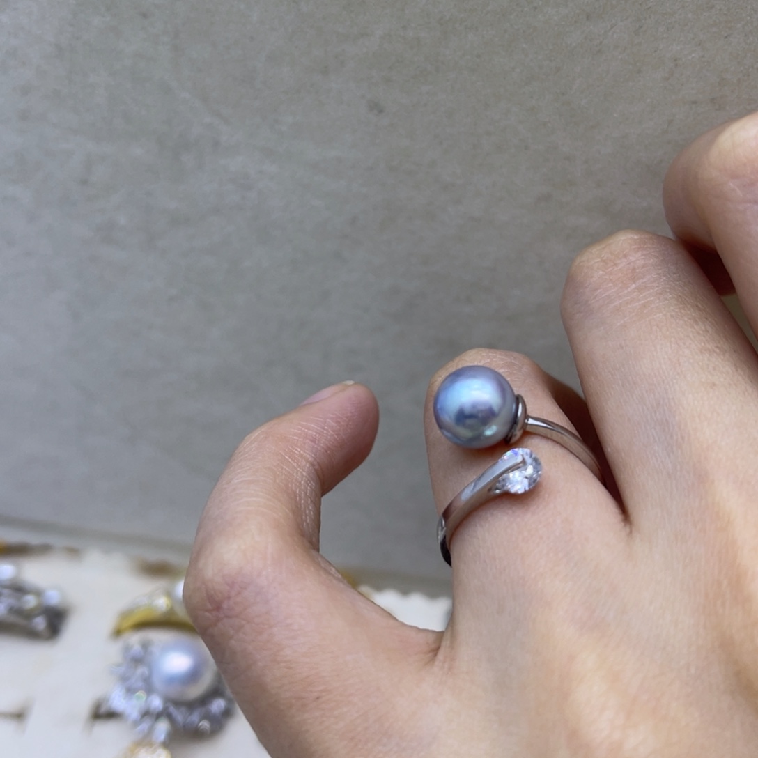 海水珍珠戒指银S925镶嵌