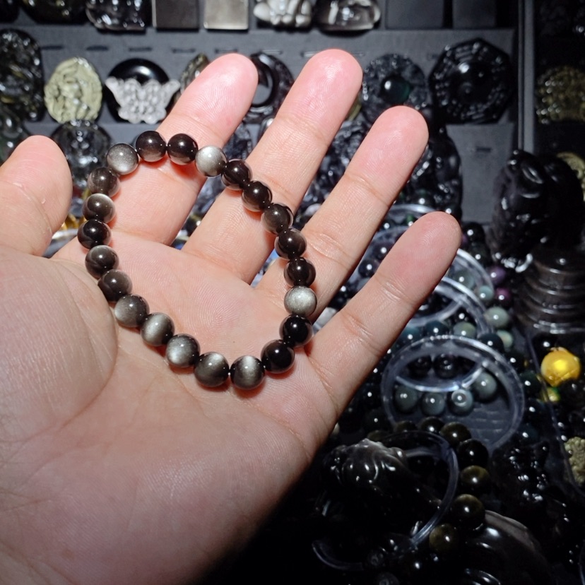 【闪购商品】黑曜岩手链未镶嵌小**?