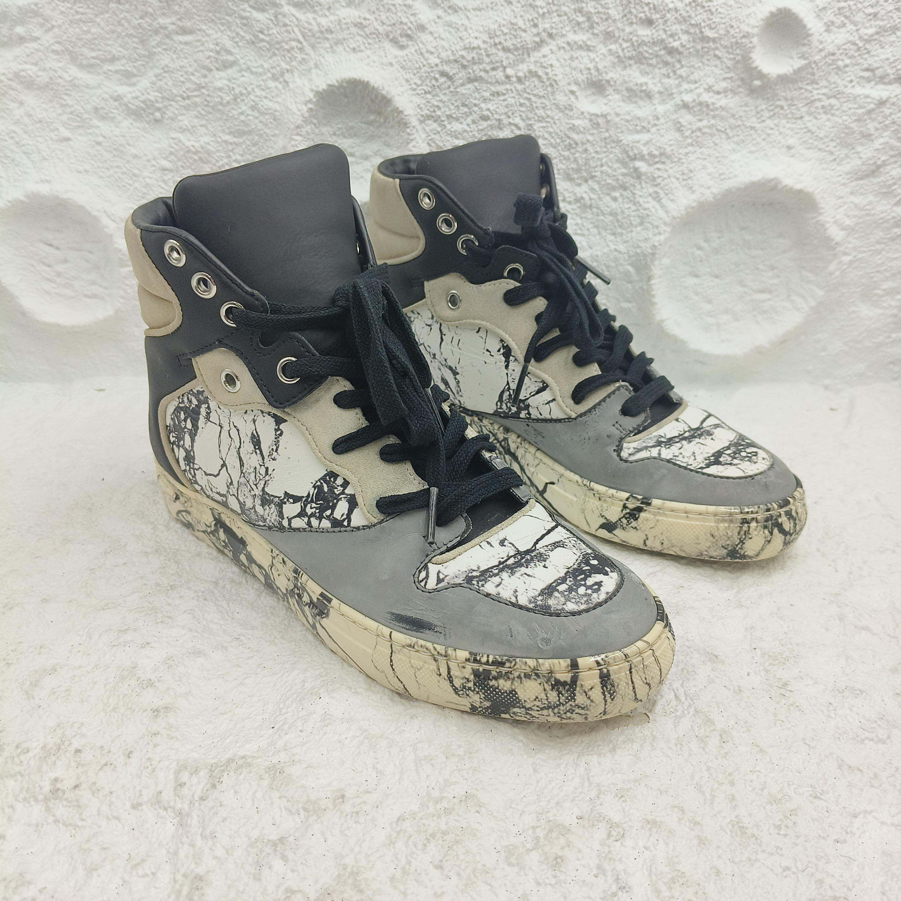 99新 Balenciaga/巴黎世家 36码/大理石花纹高帮板鞋/A4741