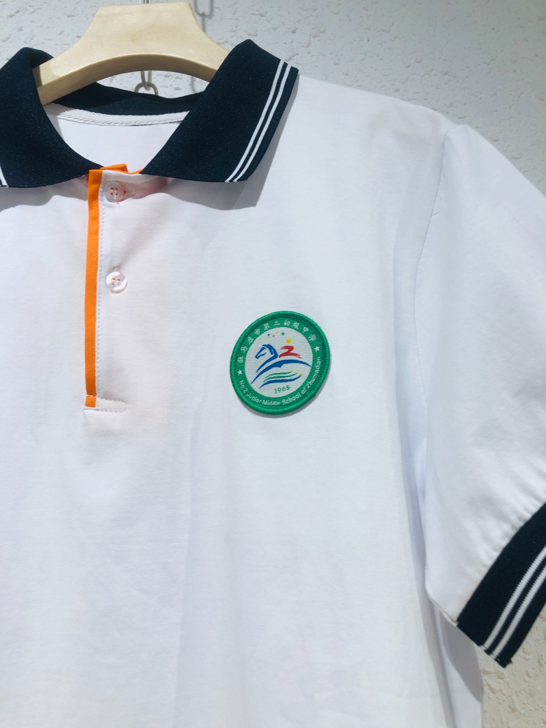 驻马店市二中校服藏蓝边上衣polo（任选两件包邮）学院风翻领