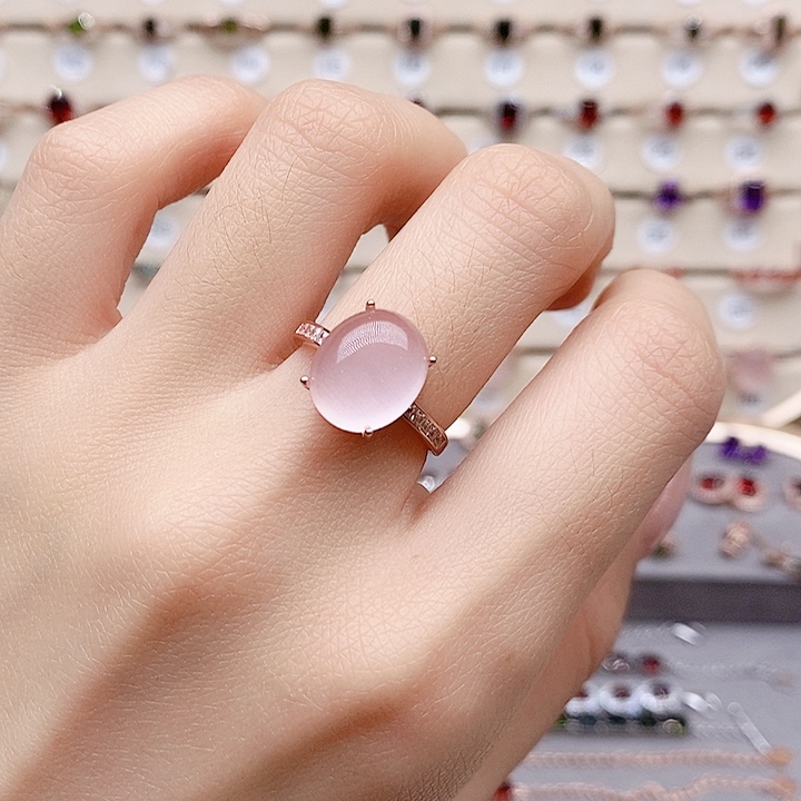 芙蓉石戒指银S925镶嵌戒指