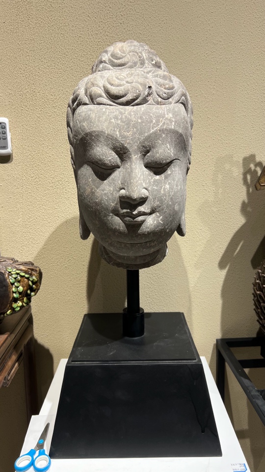 青石•佛首 总高74cm 净高40cm 直径28cm