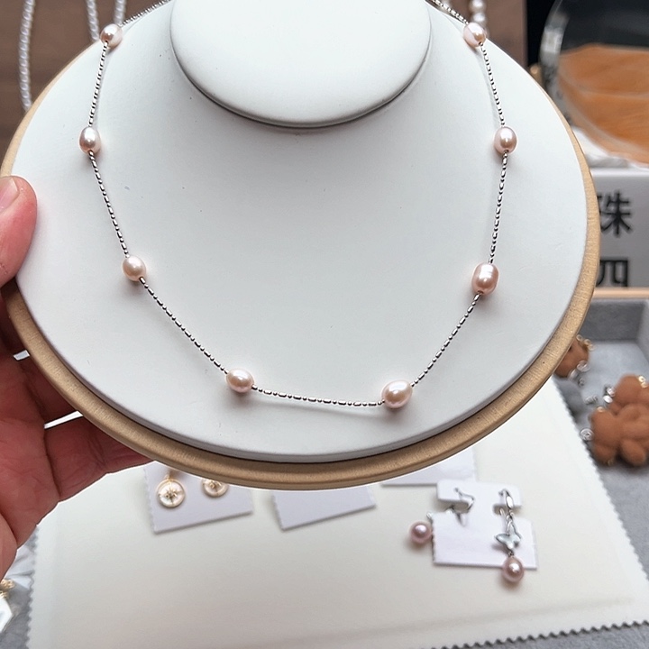 钛钢颈饰淡水珍珠