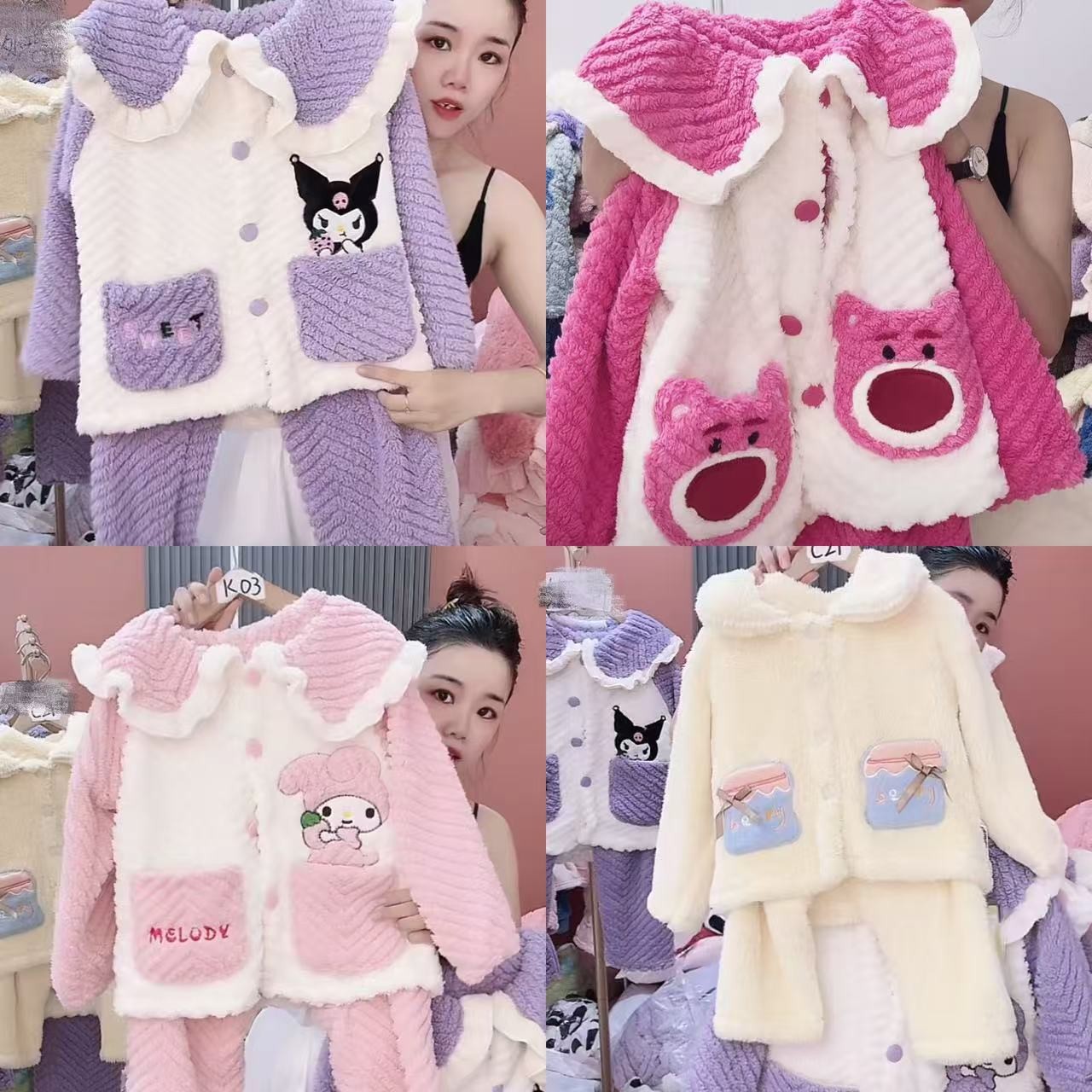 小云家C01-C30款男女宝法兰绒秋冬季保暖卡通家居服套装