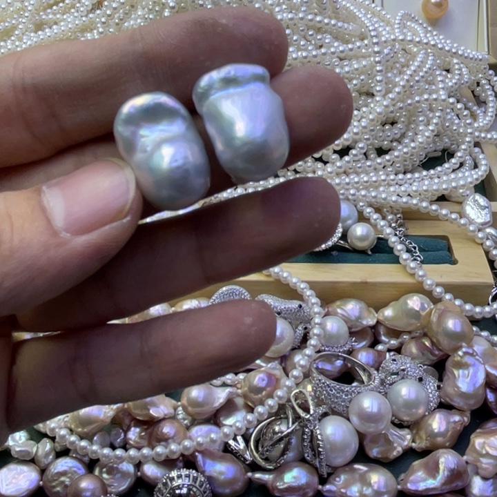 淡水珍珠耳饰银S925镶嵌?****子