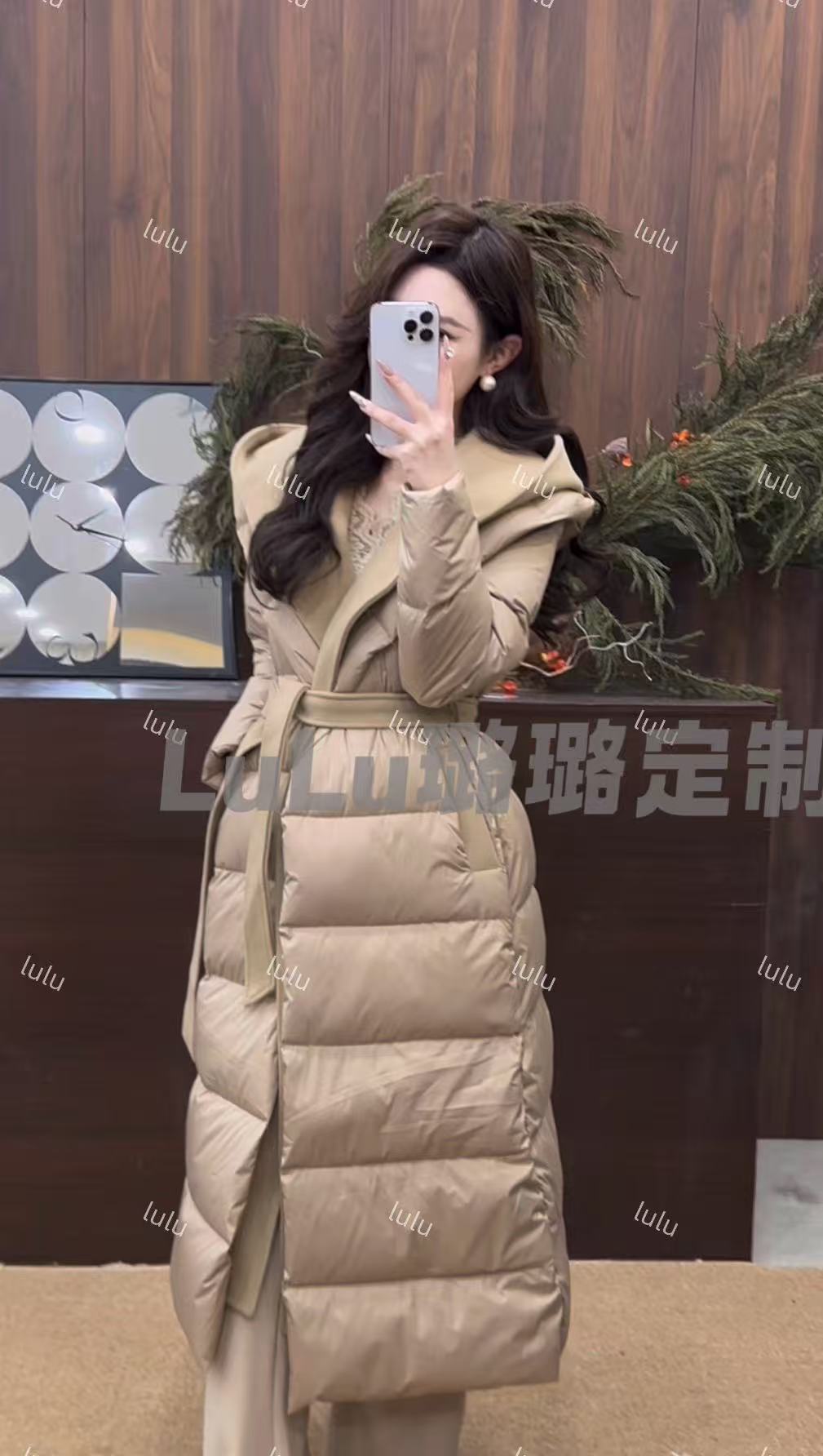 璐璐定制--法式长款羽绒服女2024冬季新款高端气质连帽90绒大衣