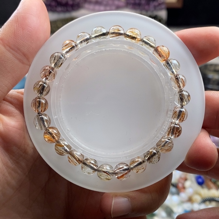 水晶手链未镶嵌天然黑金超7.2mm 00000078