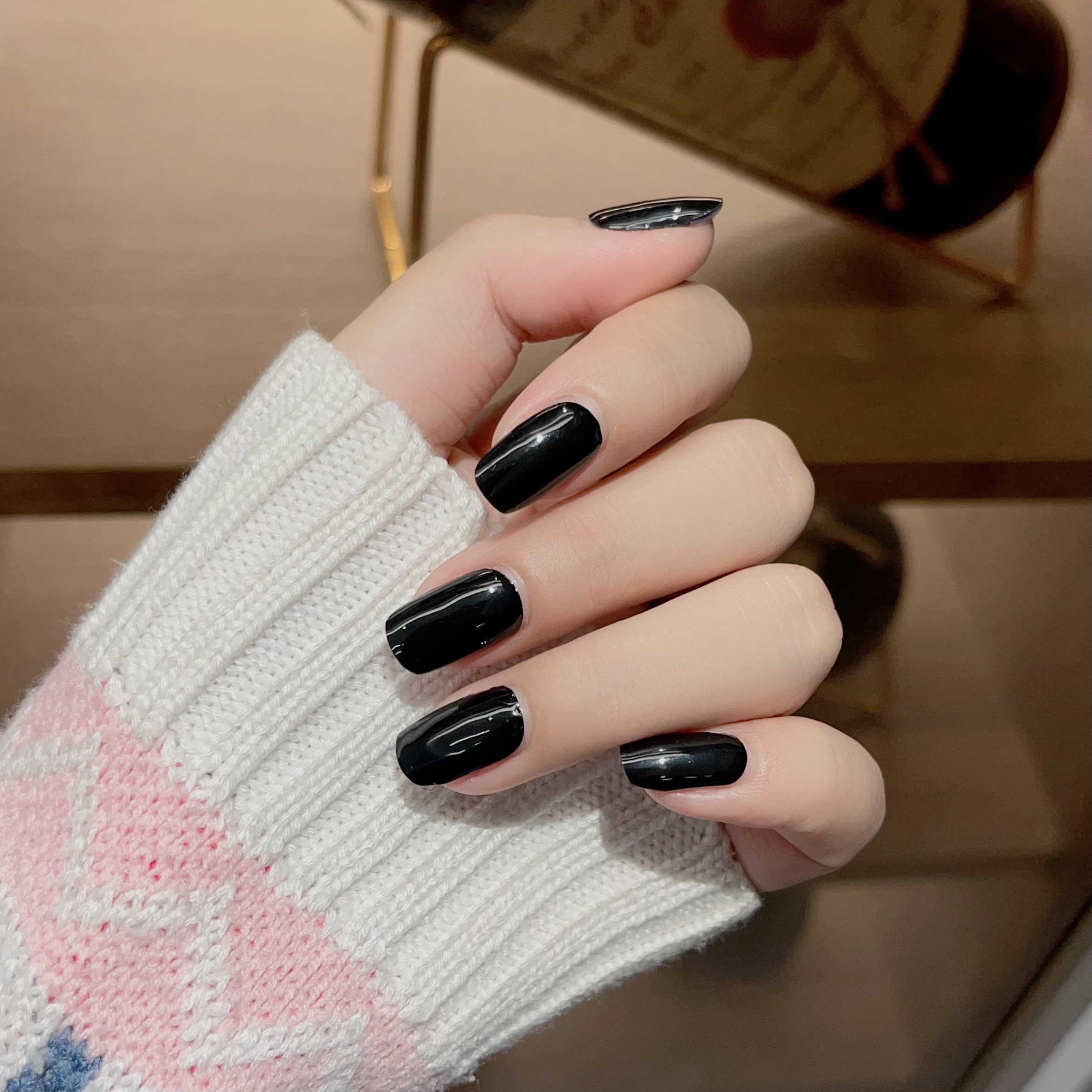 【星耀纯黑】R97照灯变硬款22指半固化凝胶美甲贴