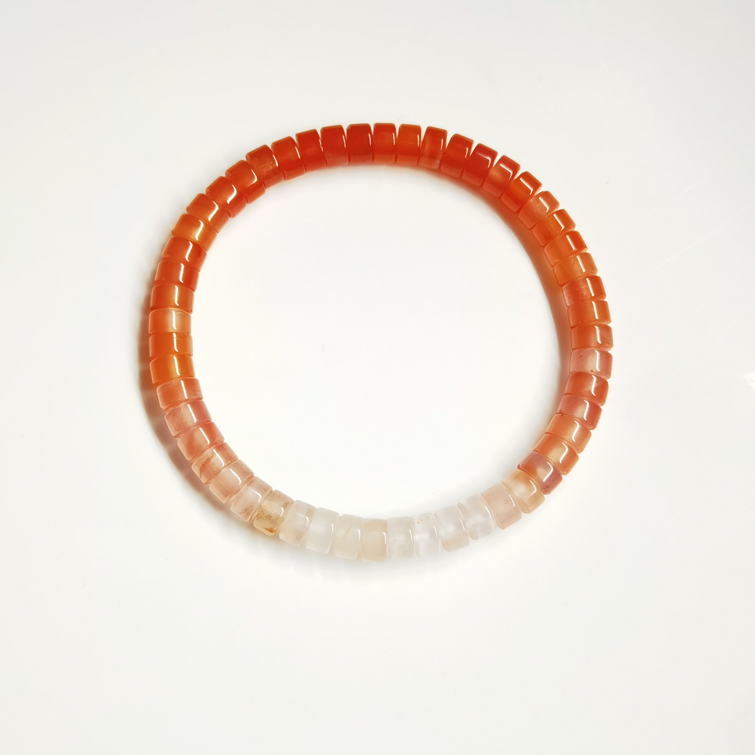 木土堂|精品南红玛瑙直切彩虹圈渐变圈手串柿子红冰飘白男女同款