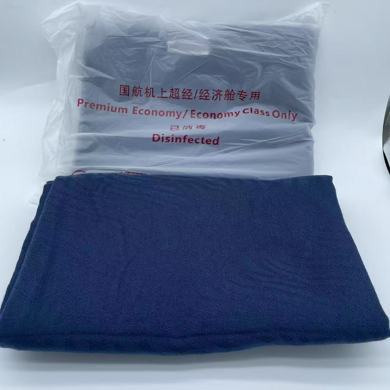 精选飞航专用藏青色毛毯蓝色条纹吸水沙滩柔软家用旅行酒店纯色