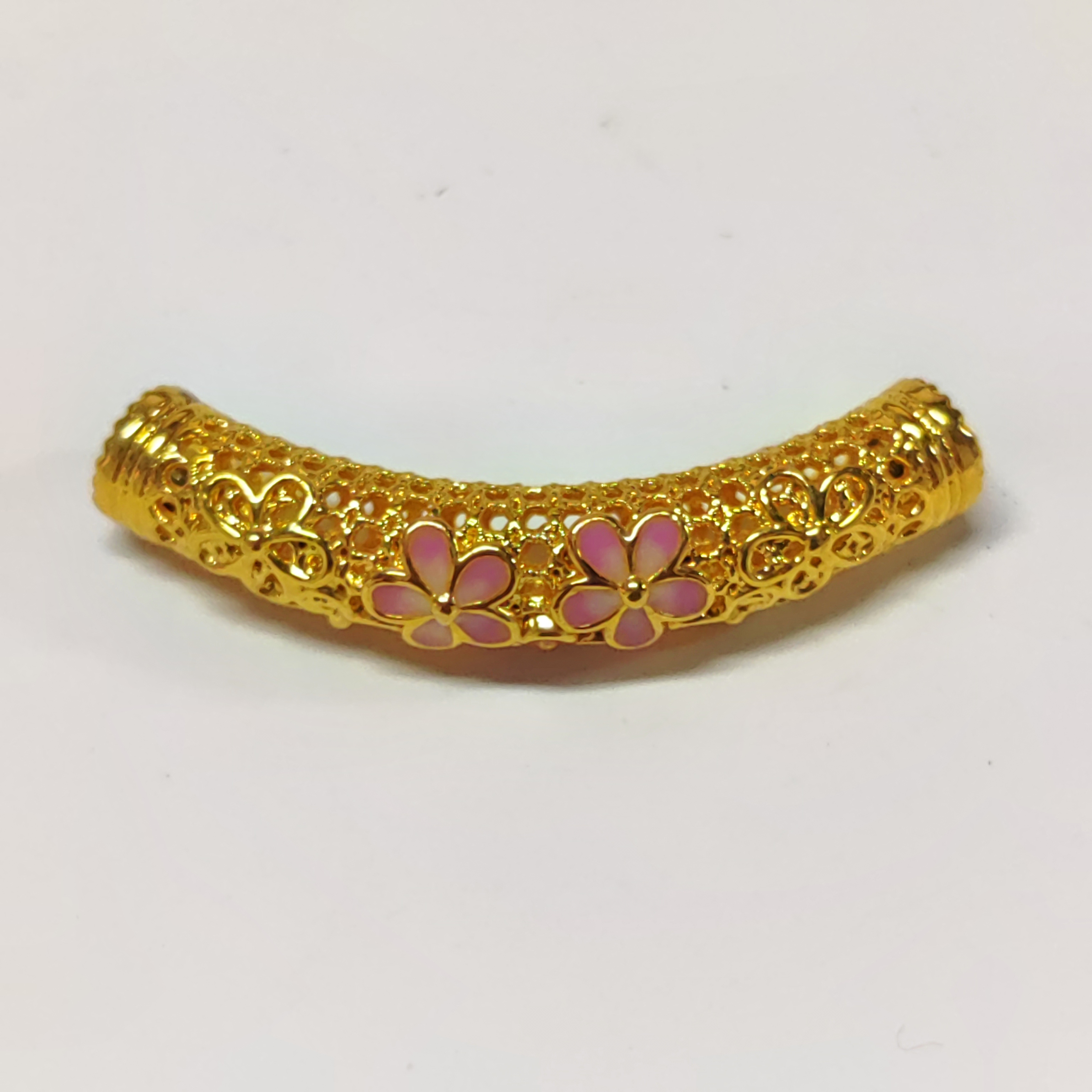 足金饰品/珐琅桃花弯管/0.86/1B5G0209/K
