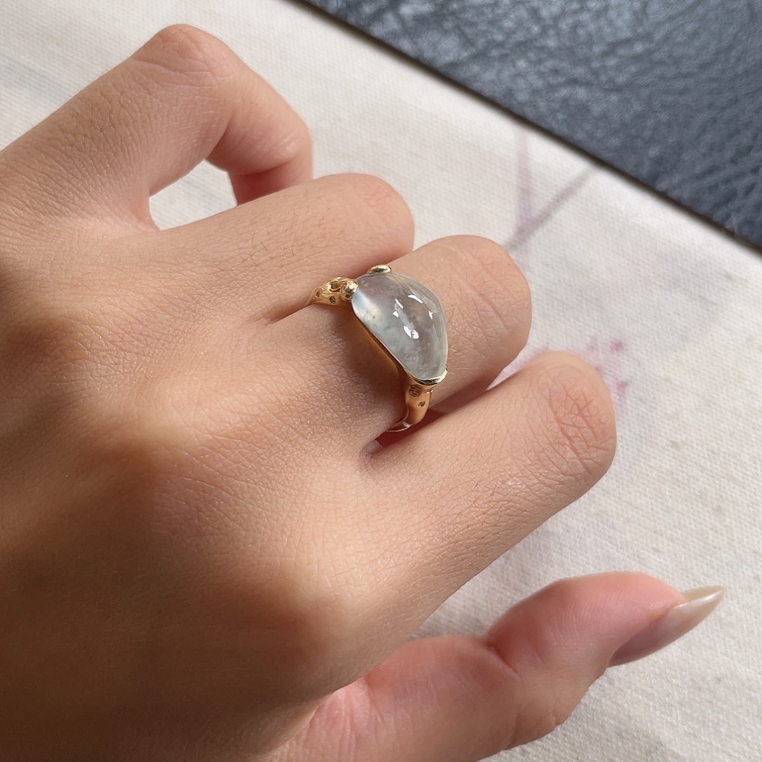 翡翠18K金镶嵌戒指冰随行戒指 48小时鉴赏