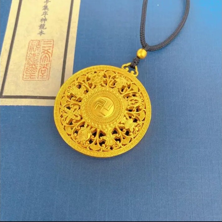 铜合金吊坠 新款中式万福八宝罗盘吊坠编绳