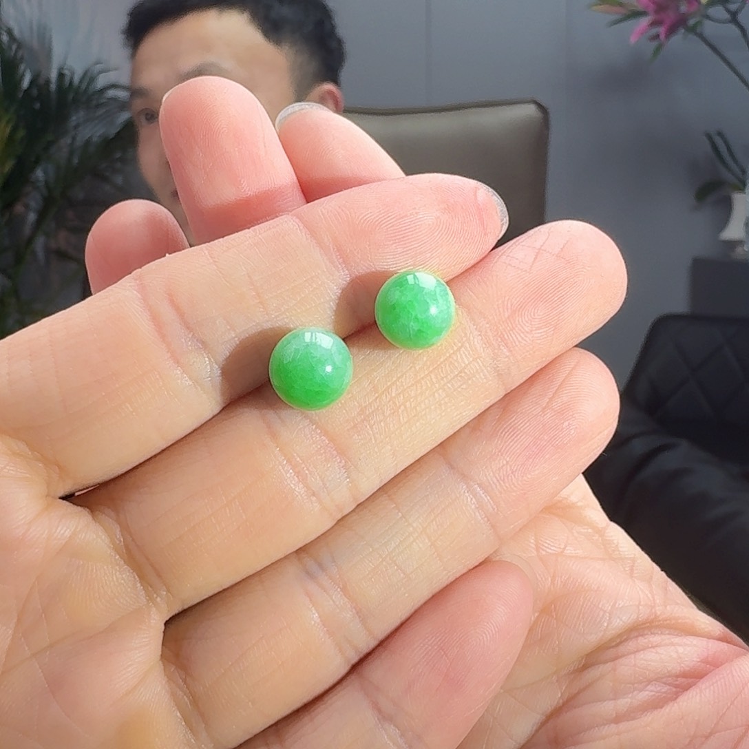 翡翠耳饰银S925镶嵌天然