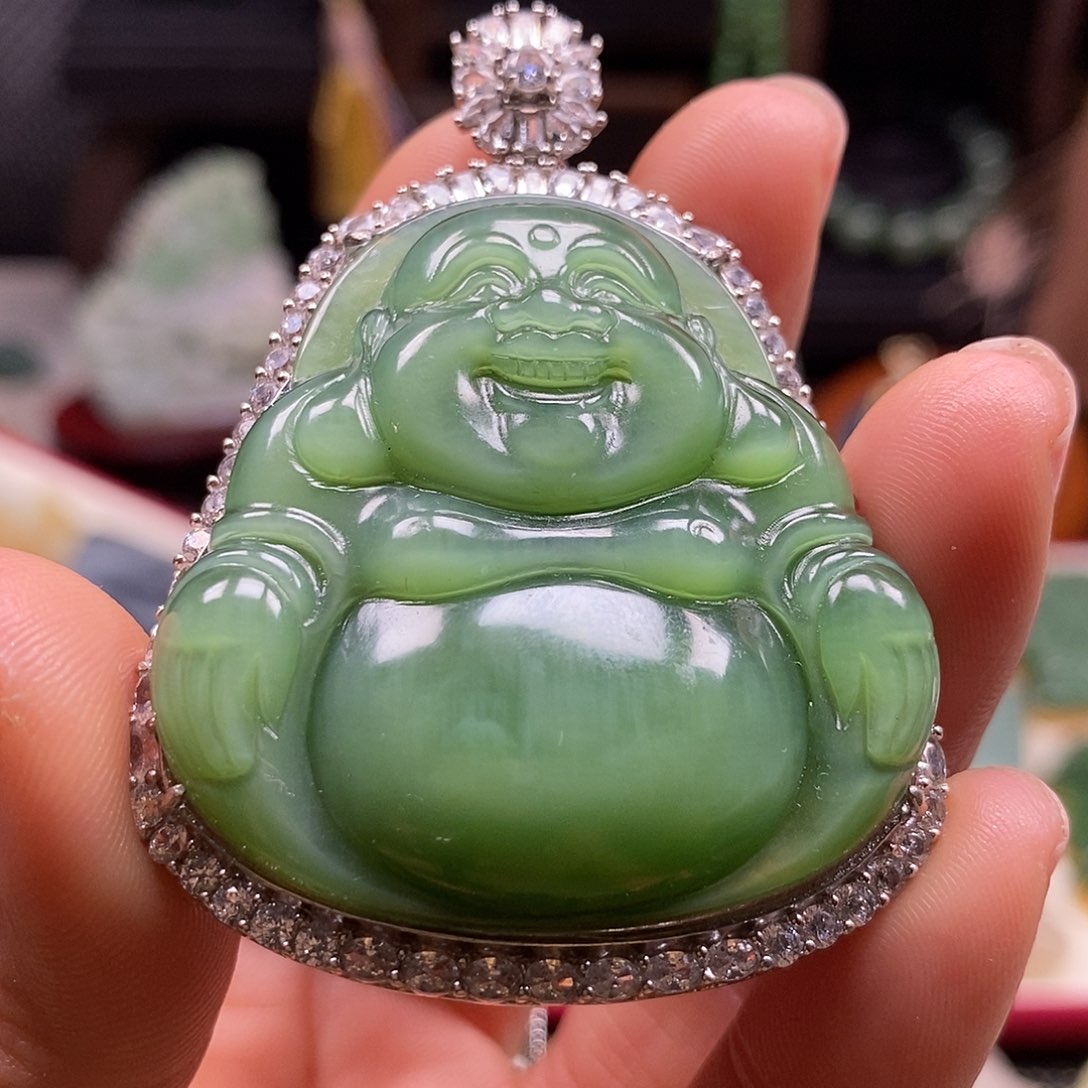 和田玉颈饰银S925镶嵌