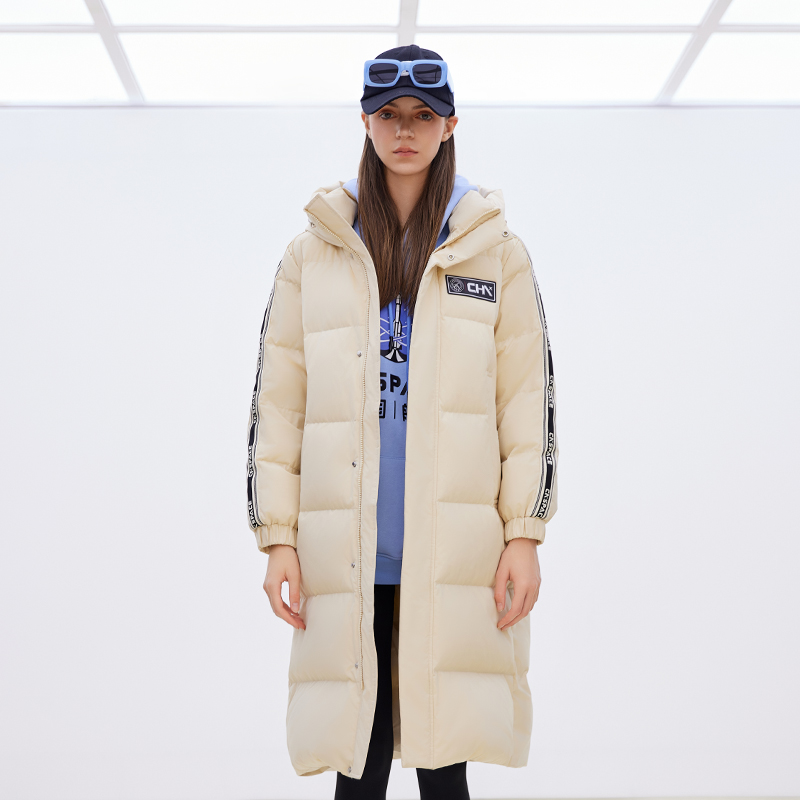 【航天系列】女士连帽长款加厚羽绒服828506