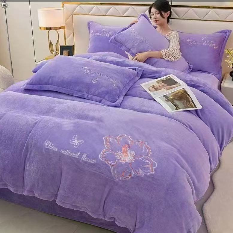 孤品牛奶绒四件套