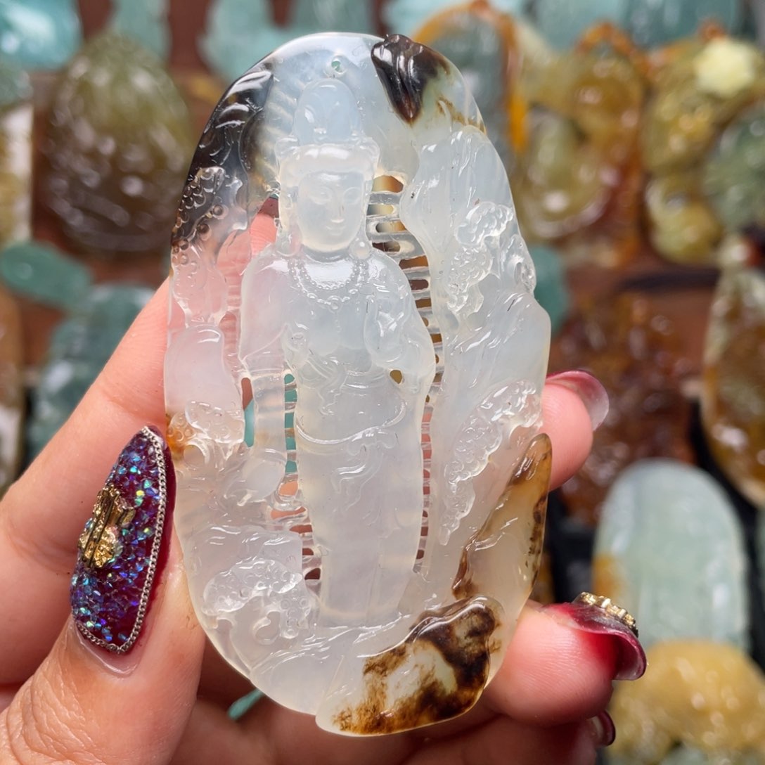 蛇纹石玉颈饰未镶嵌୧****