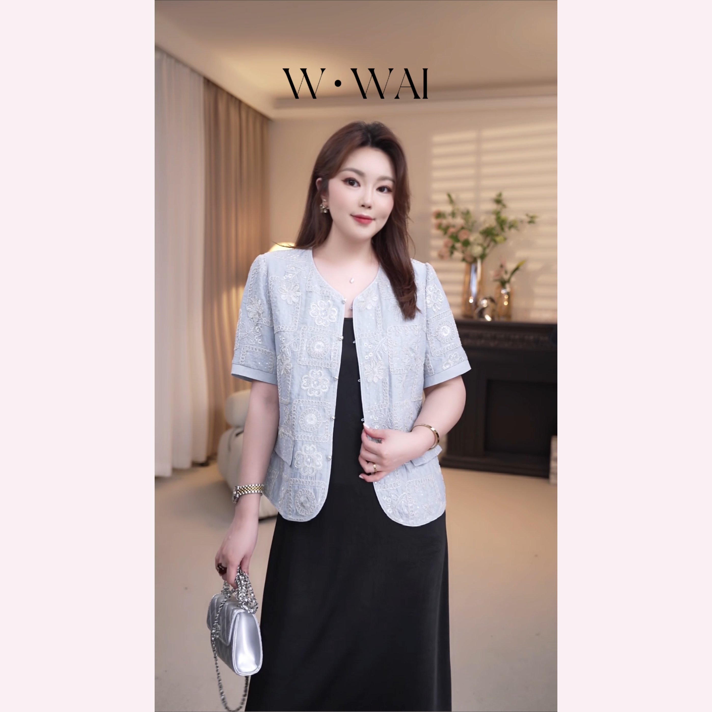 【浮光录】显瘦重工刺绣圆领上衣外套 X52W453