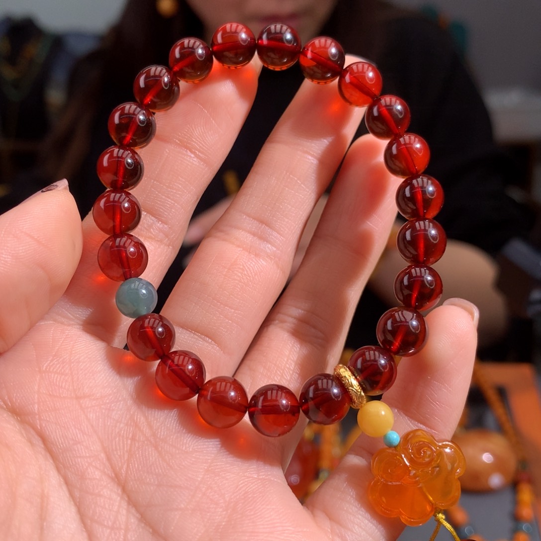 血珀手串未镶嵌天然