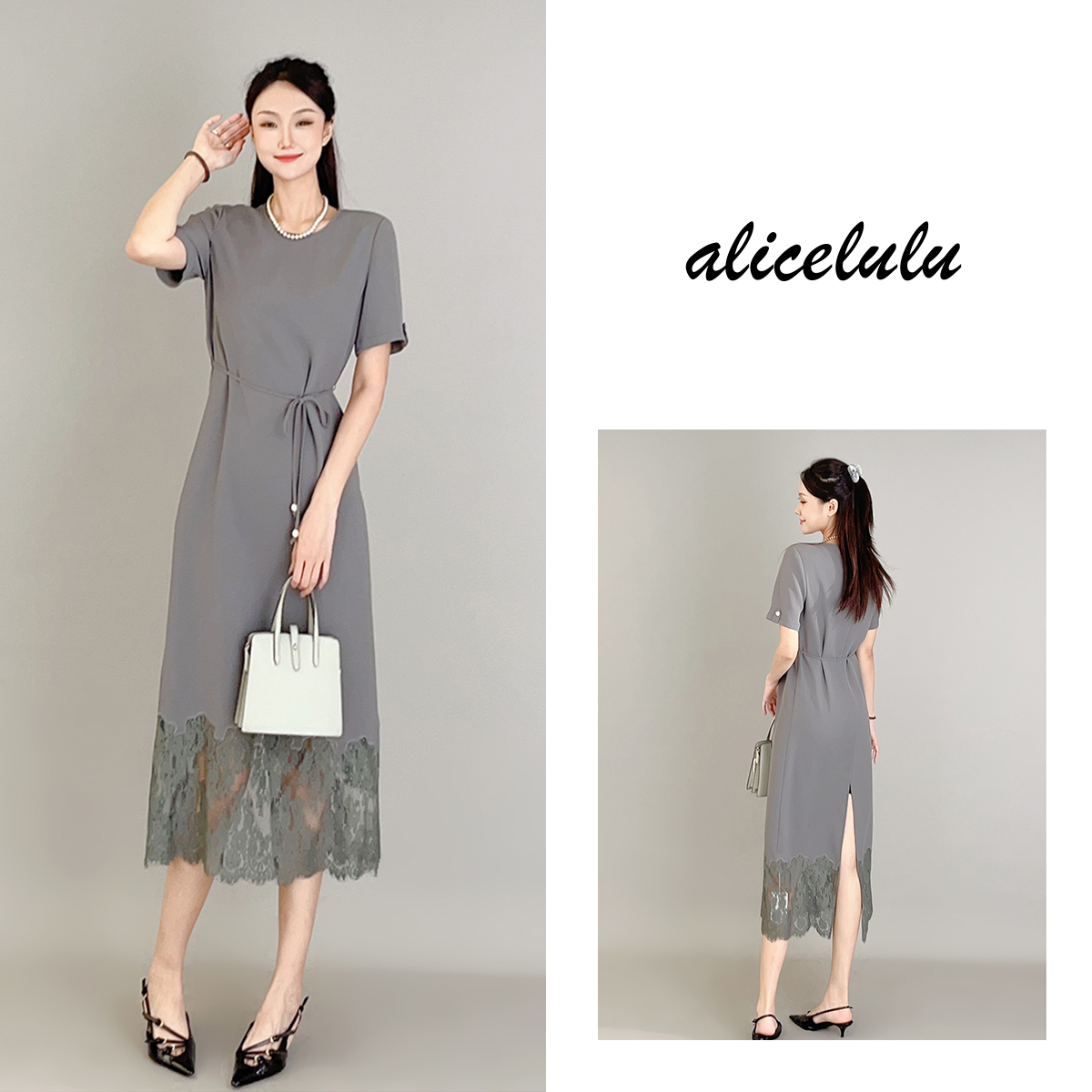 1ALICE“裙摆柔情”连衣裙优雅蕾丝刚柔并济S2138532B
