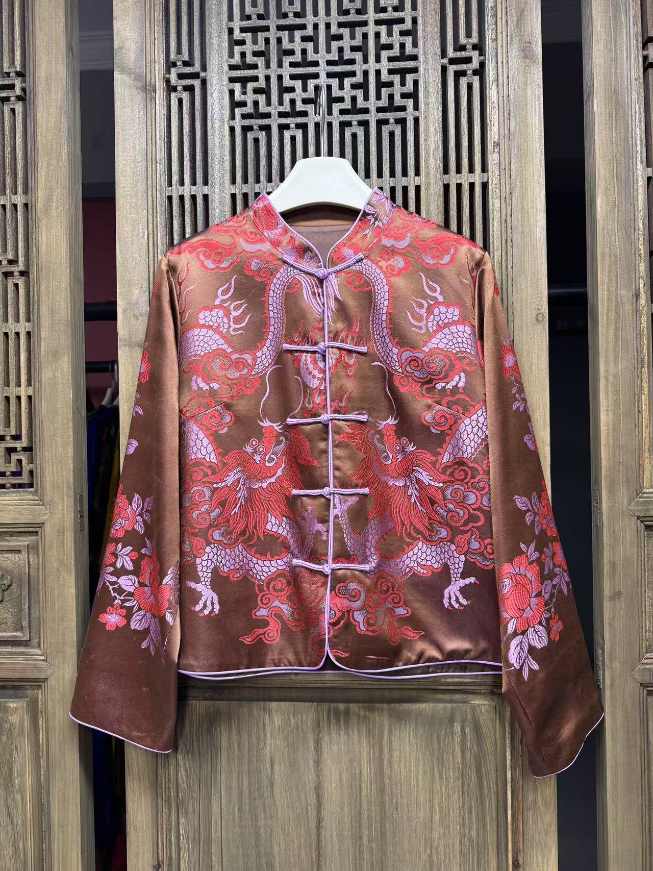 云喜原创老缎双层对襟卡牙边外套03