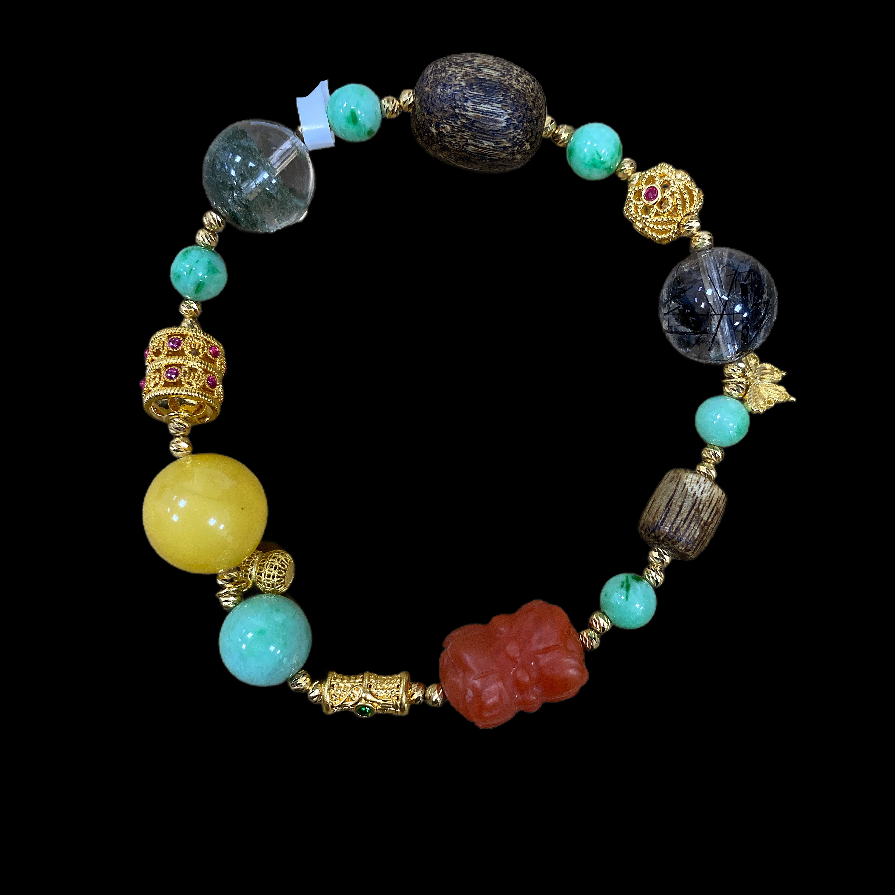 V7147蜜蜡18k手串孤品，