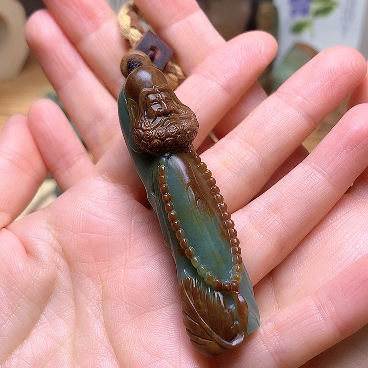 岫岩河磨玉（透闪石质玉）未镶嵌手把悟*㊋