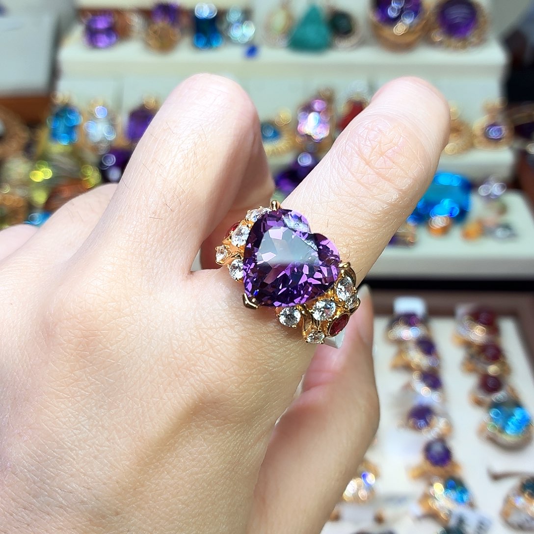 戒指银S925镶嵌水晶