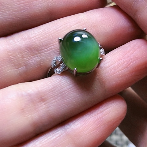 和田玉戒指银S925镶嵌