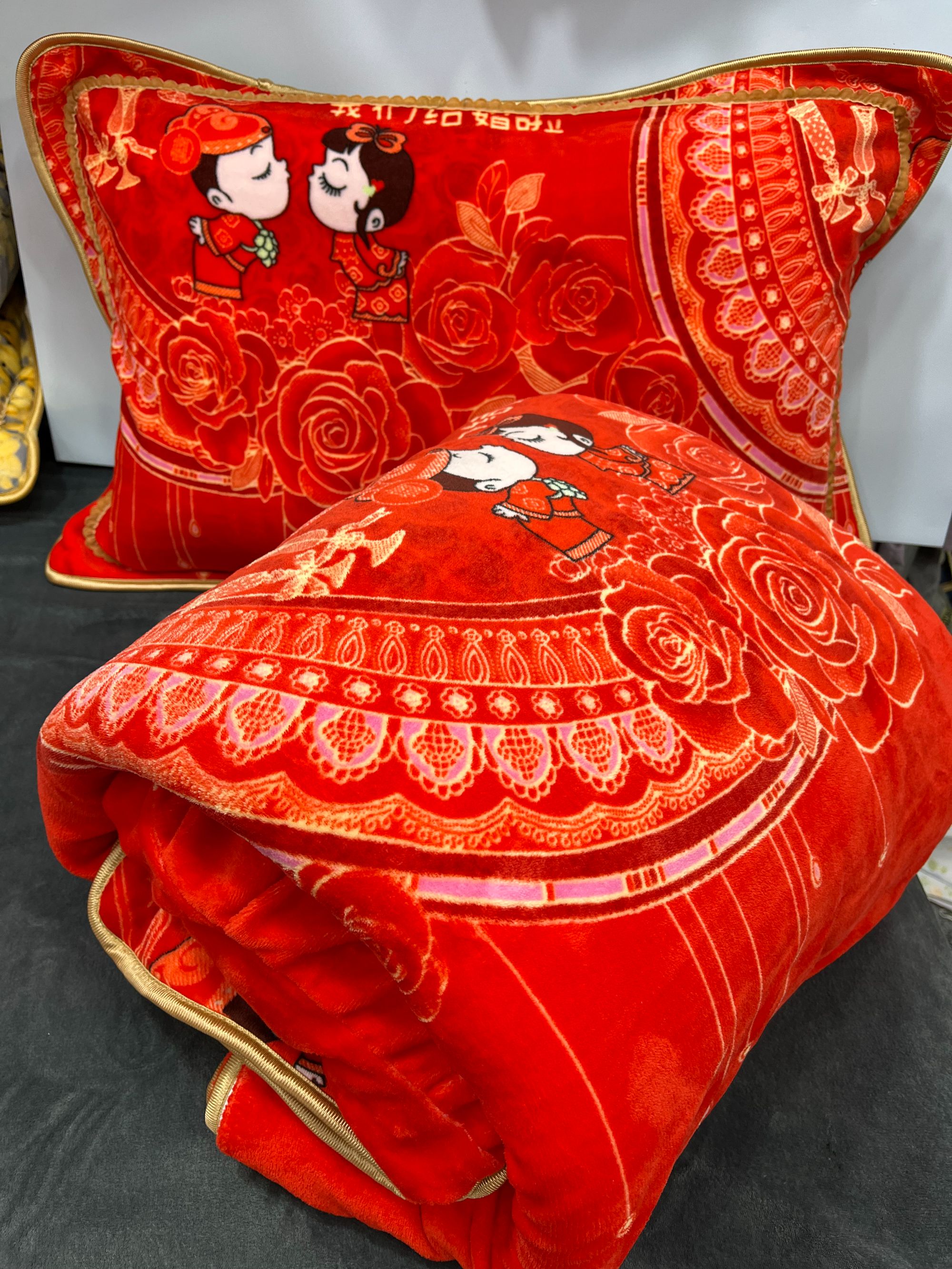 大红色一生一世加厚牛奶绒四件套双人冬季保暖套件