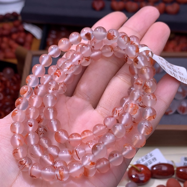 南红玛瑙未镶嵌珠宝半成品冰飘多圈