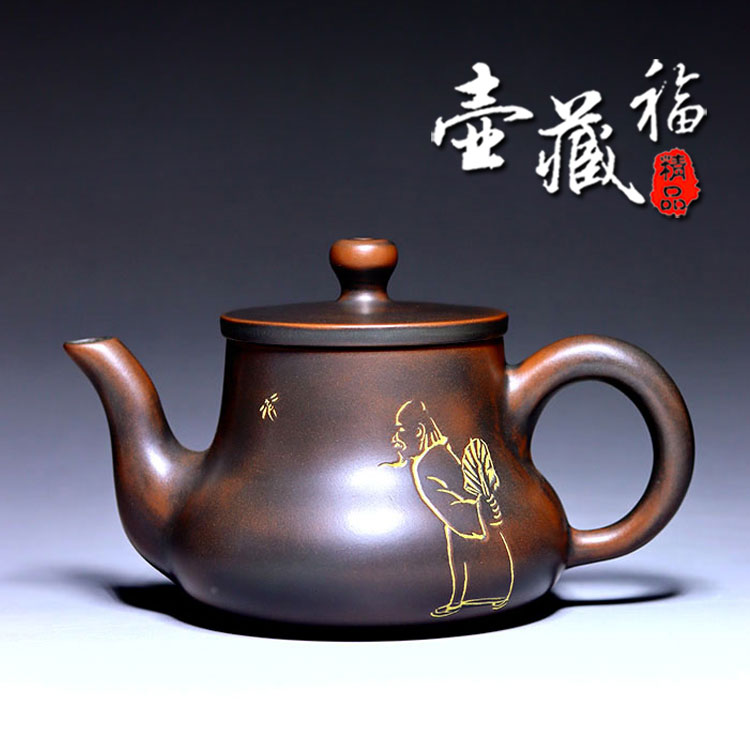 紫气东来钦州坭兴陶茶壶名家卢纪祖纯手工创意陶瓷窑变精品传统