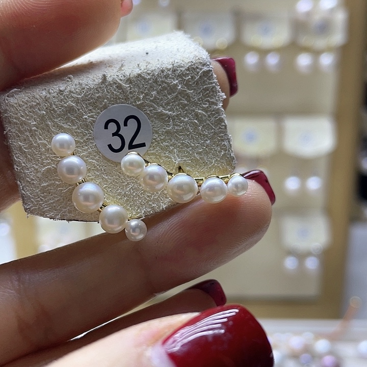 淡水珍珠耳饰银S925镶嵌