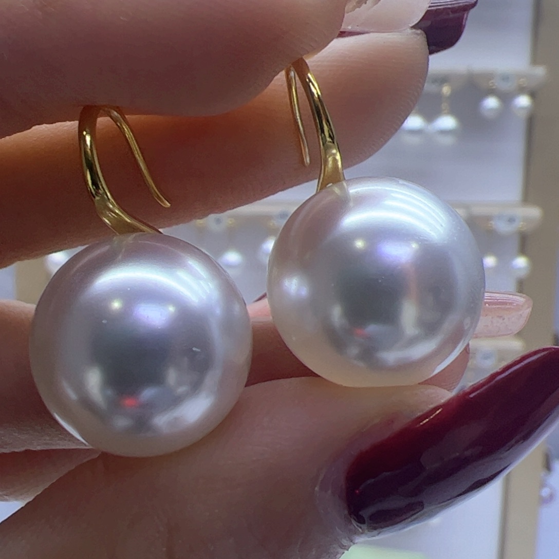 淡水珍珠耳饰18K金镶嵌