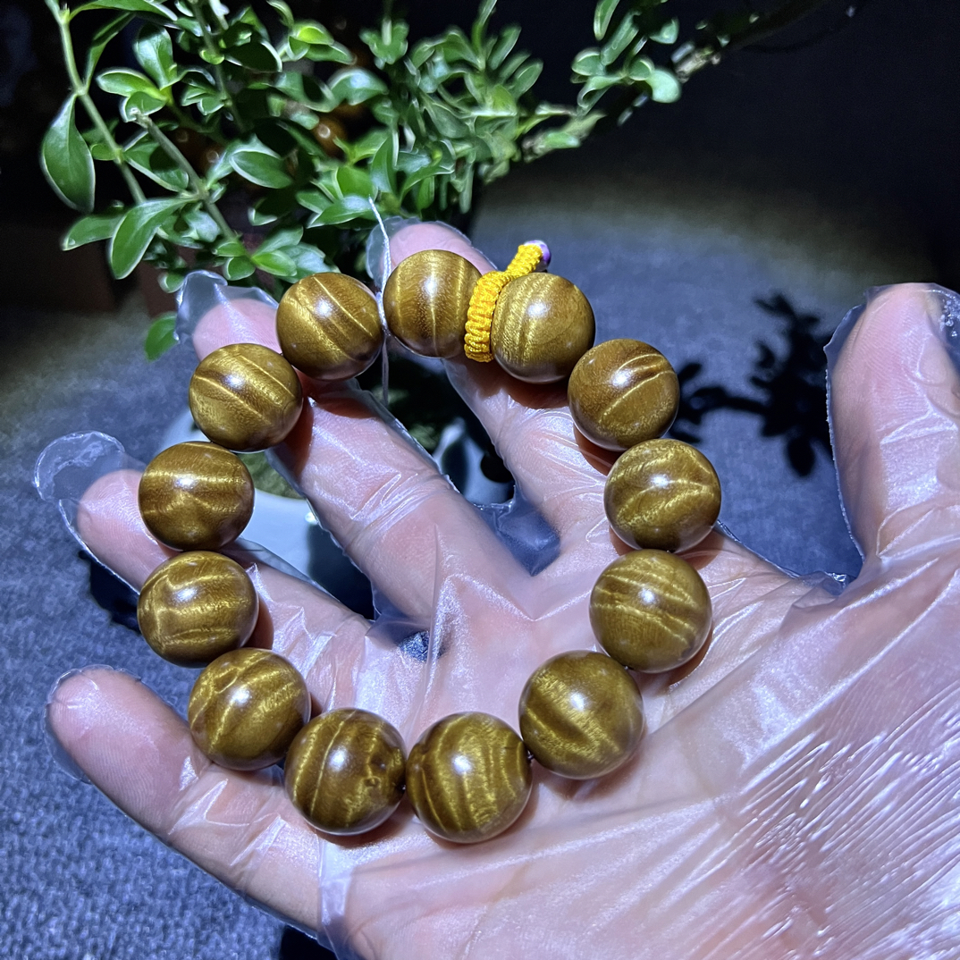 金丝楠2.0手串精选好料手工打磨光泽细腻优品文玩手串闪电纹