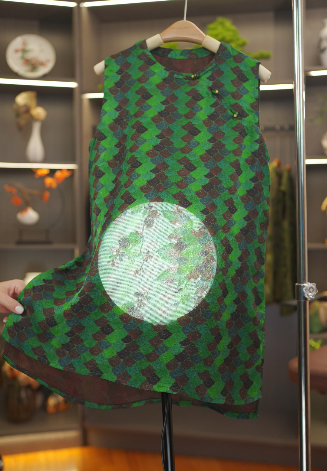 【春华-奥黛】中式中长款桑蚕盘扣中长款盘扣奥黛上衣