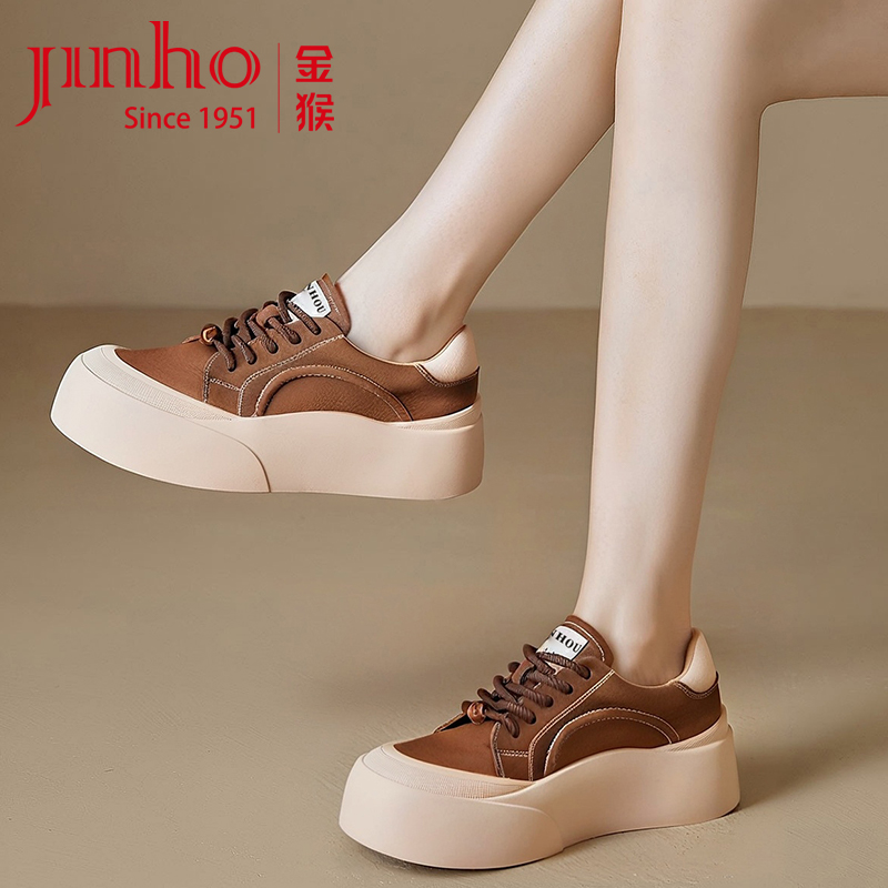 Jinho/金猴厚底复古港风防滑松糕鞋女低帮休闲鞋SQ18109B