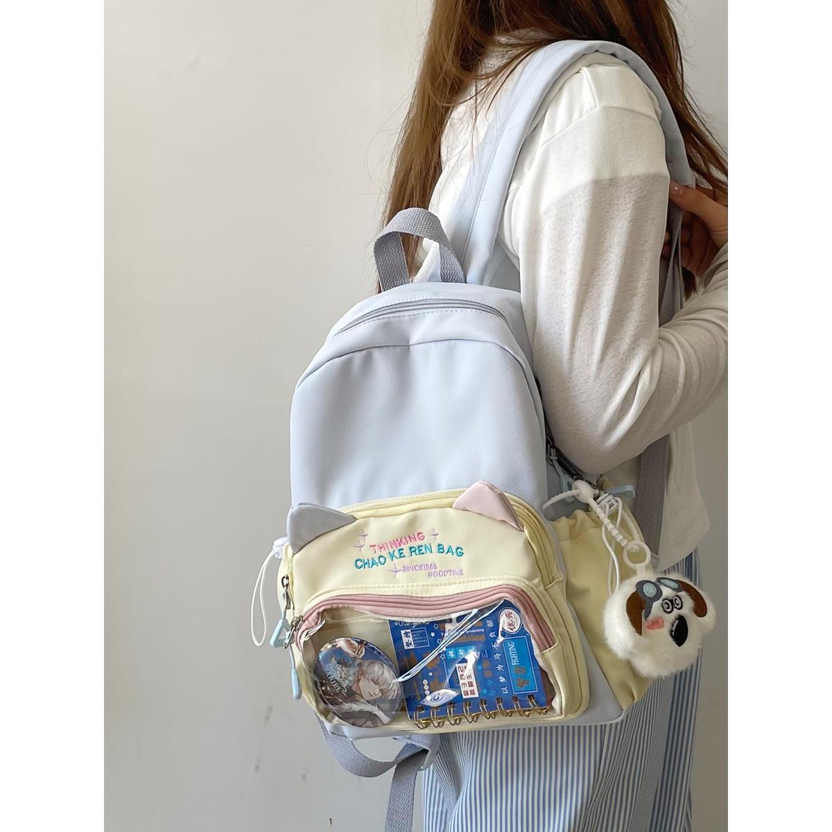 透明痛包女童双肩包女迷你吧唧大容量旅游轻便小背包书包女小学生