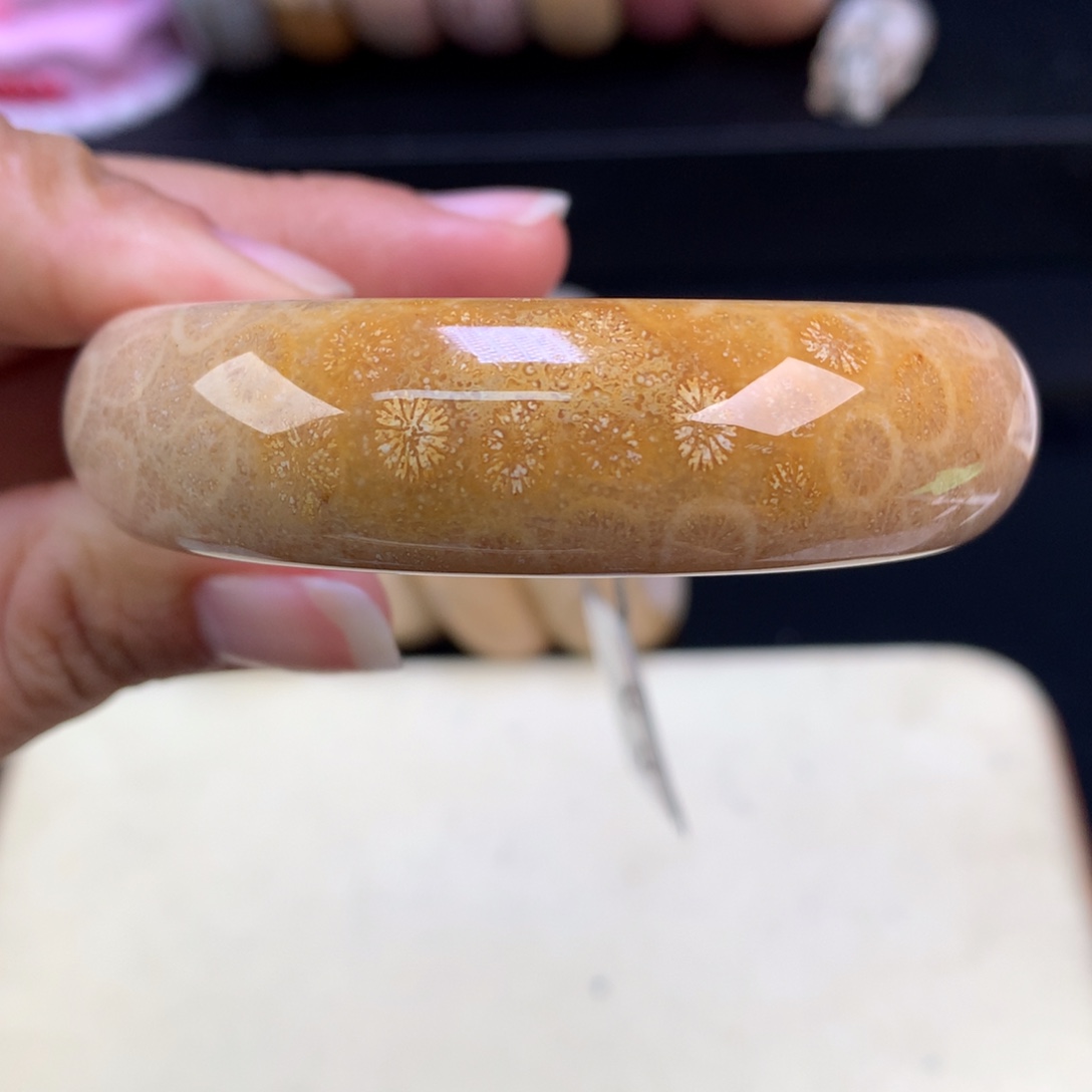 硅化珊瑚（珊瑚玉）未镶嵌吊坠(赠链)五折手镯53.4圈口（14号）