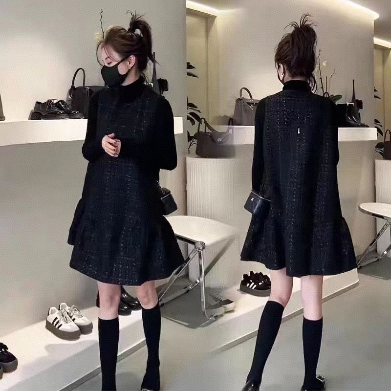 1382小香风马甲裙+打底衫两件套