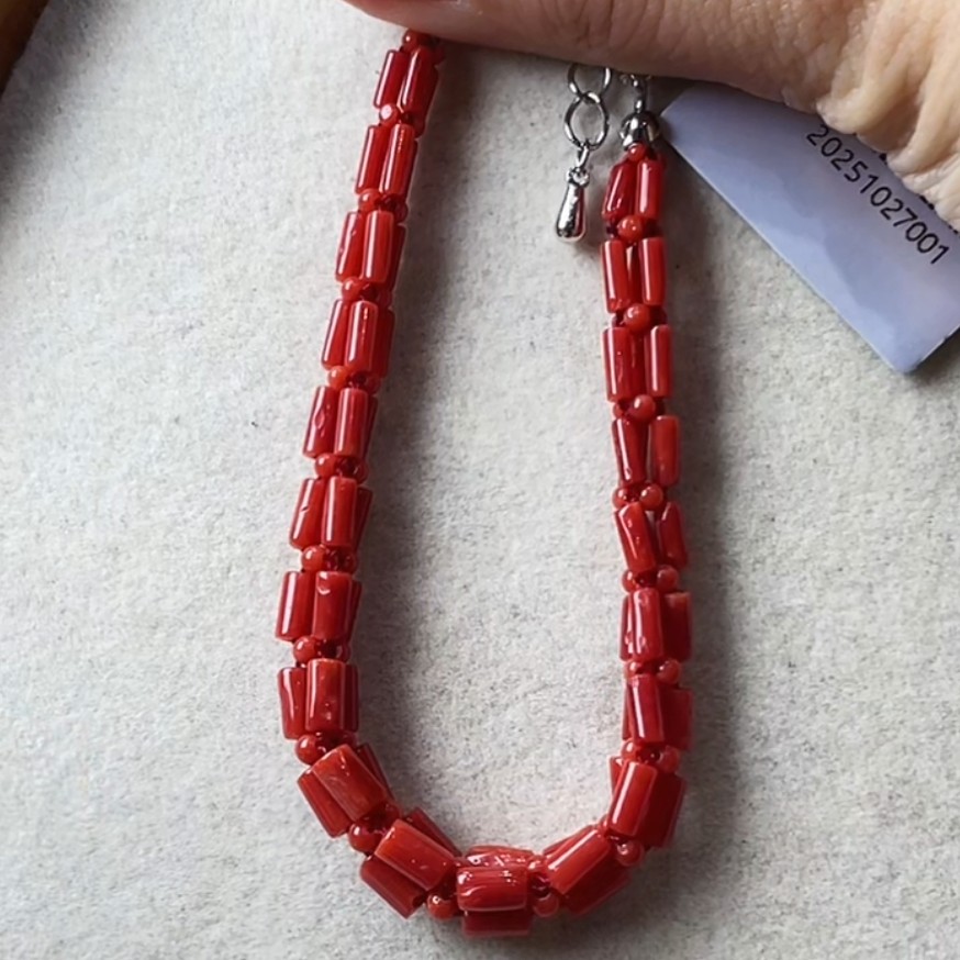 天然宝石红珊瑚手链