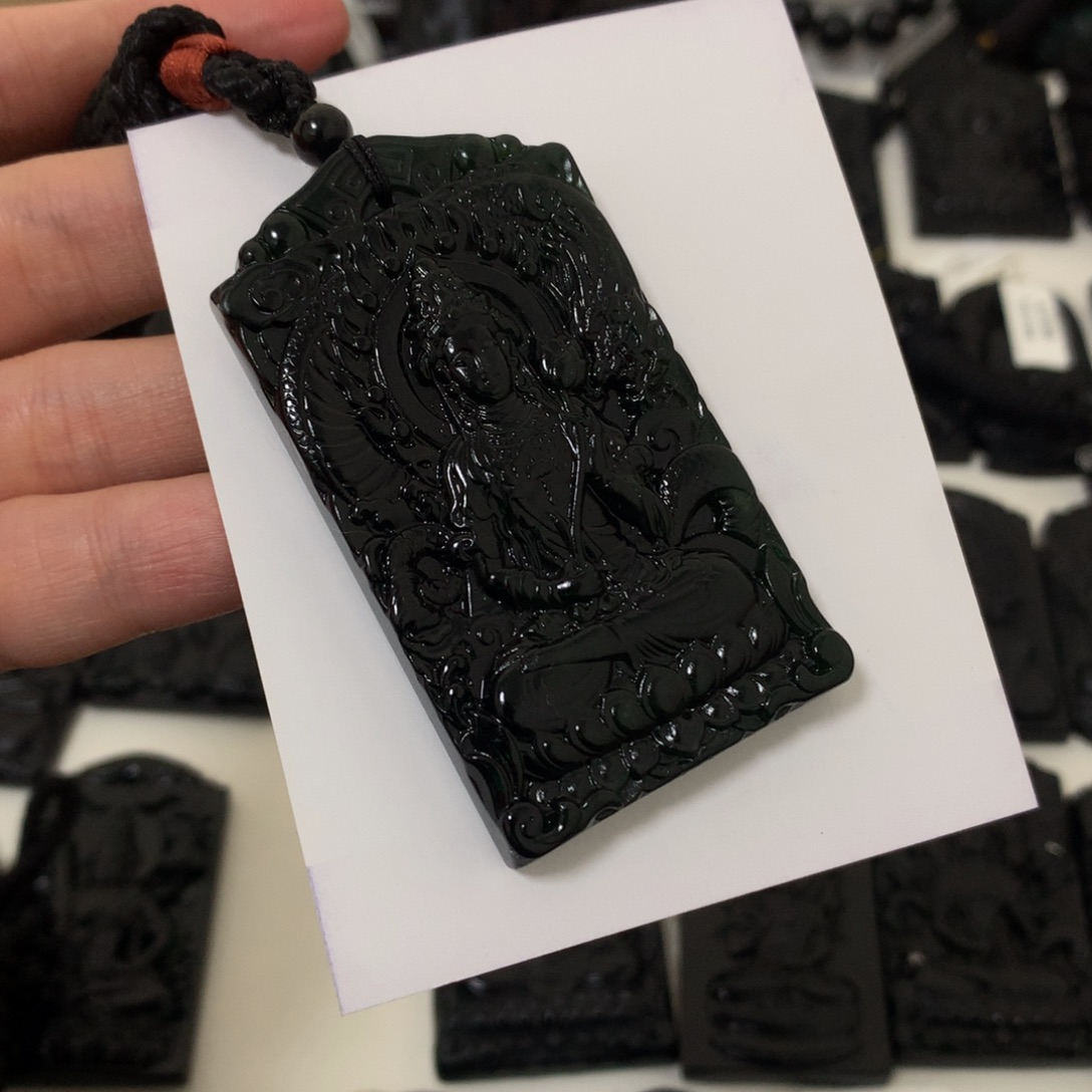 天然缅甸a货钢琴黑挂件