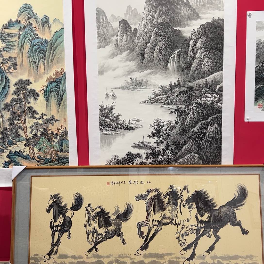 国画正*蒋林涛小六八骏图手绘