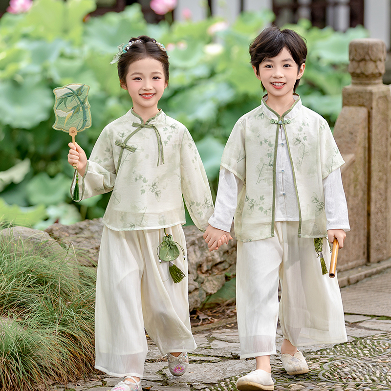 男童汉服套装中国风复古儿童幼儿园古风新中式中秋节长袖演出服