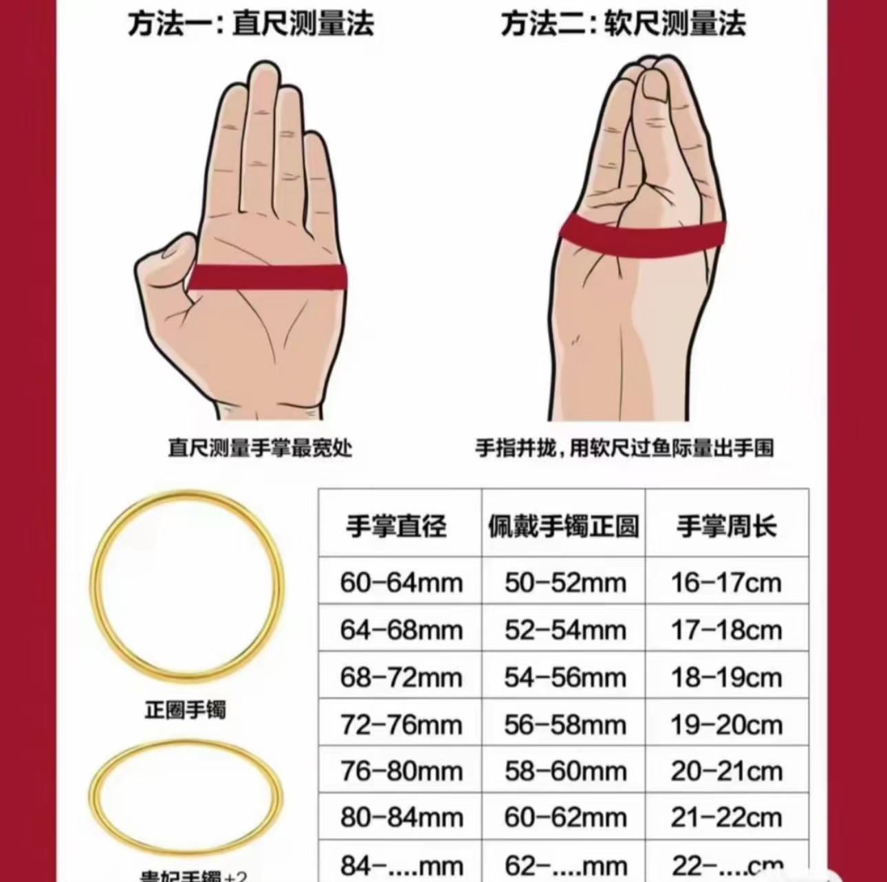 精美手镯（尺码表）