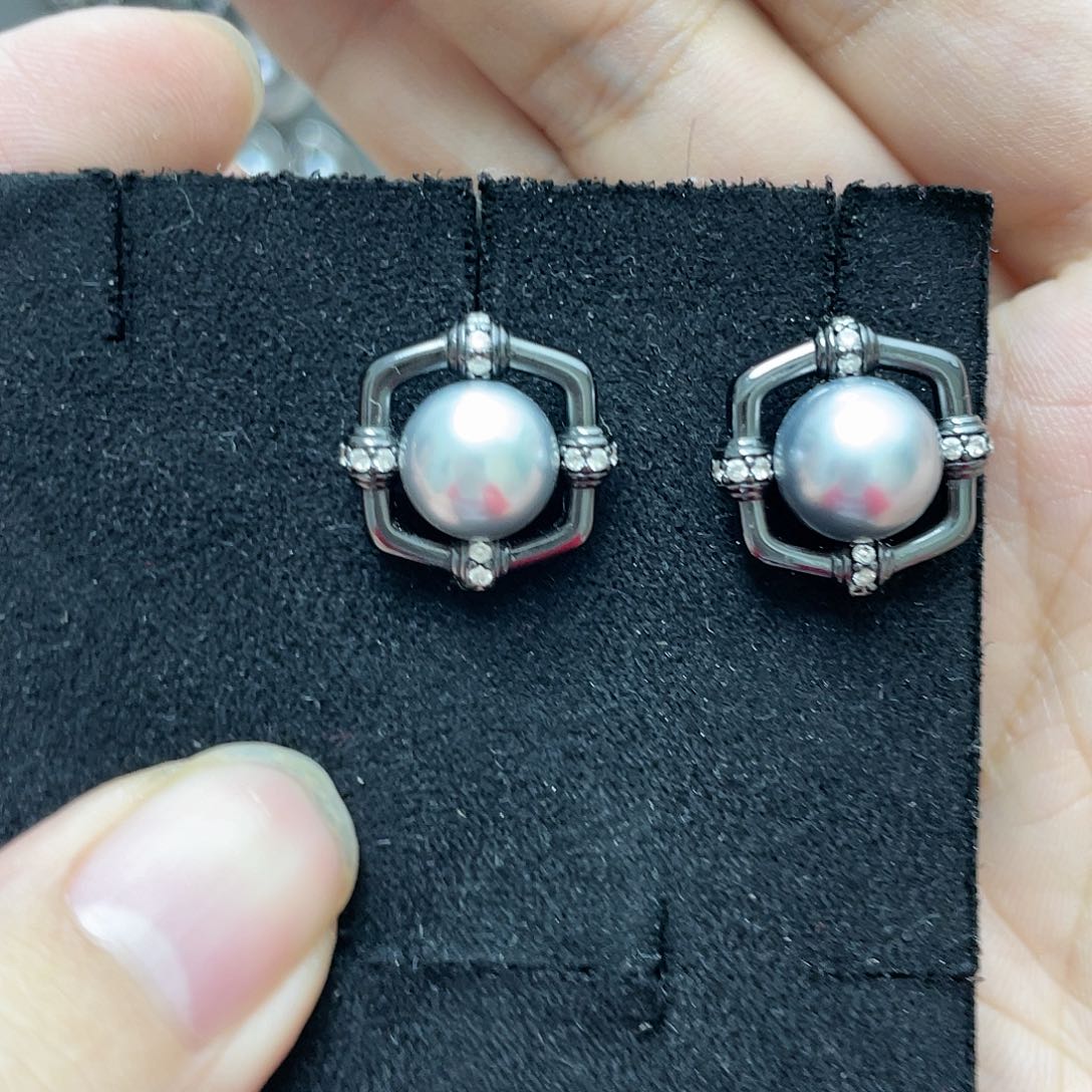 海水珍珠耳饰银S925镶嵌