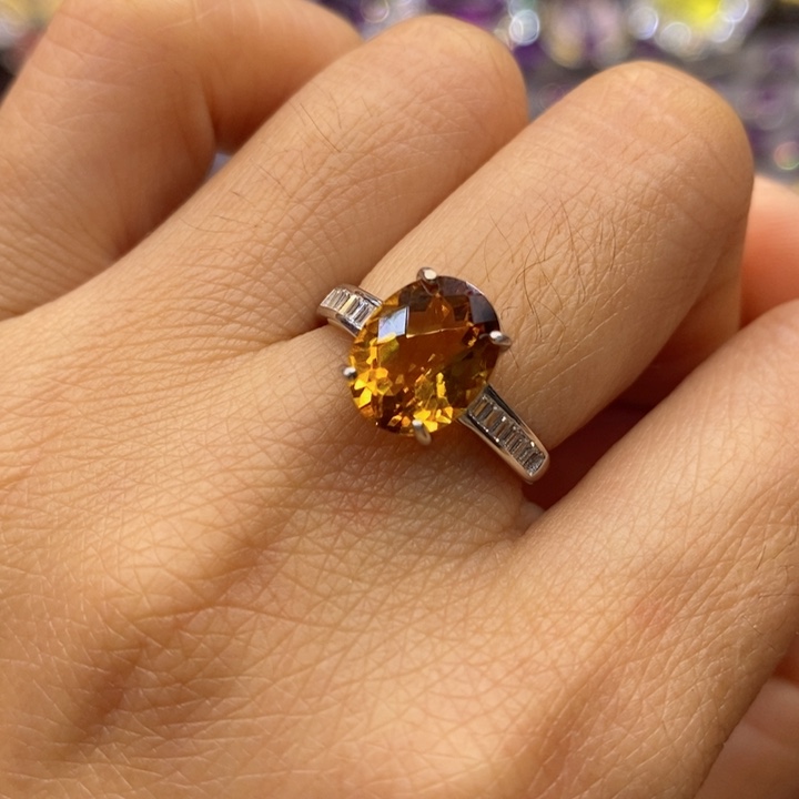 水晶戒指银S925镶嵌天然水晶戒指